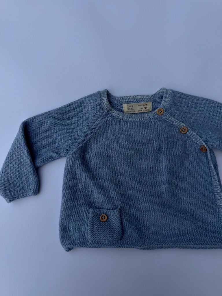 Zara blue knit sweater || 3-6M