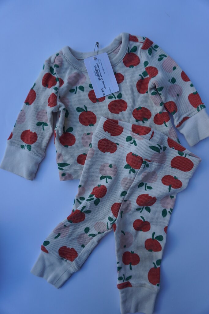 hanna andersson waffle knit apple set (2pc) || 3-6M