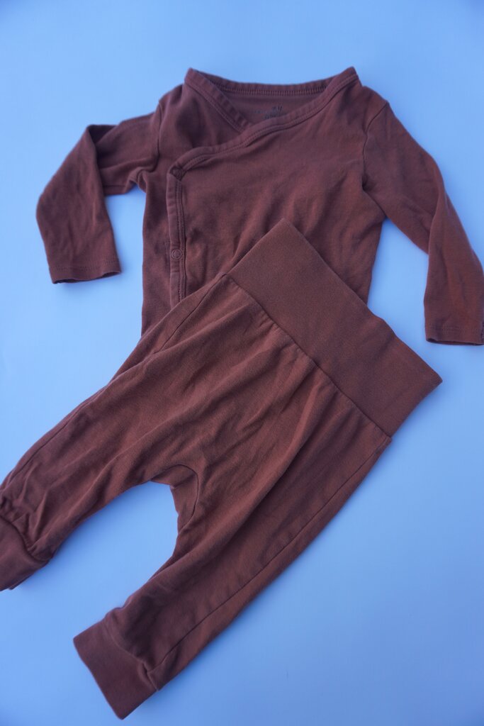 h&m organic cotton brown set || 6M
