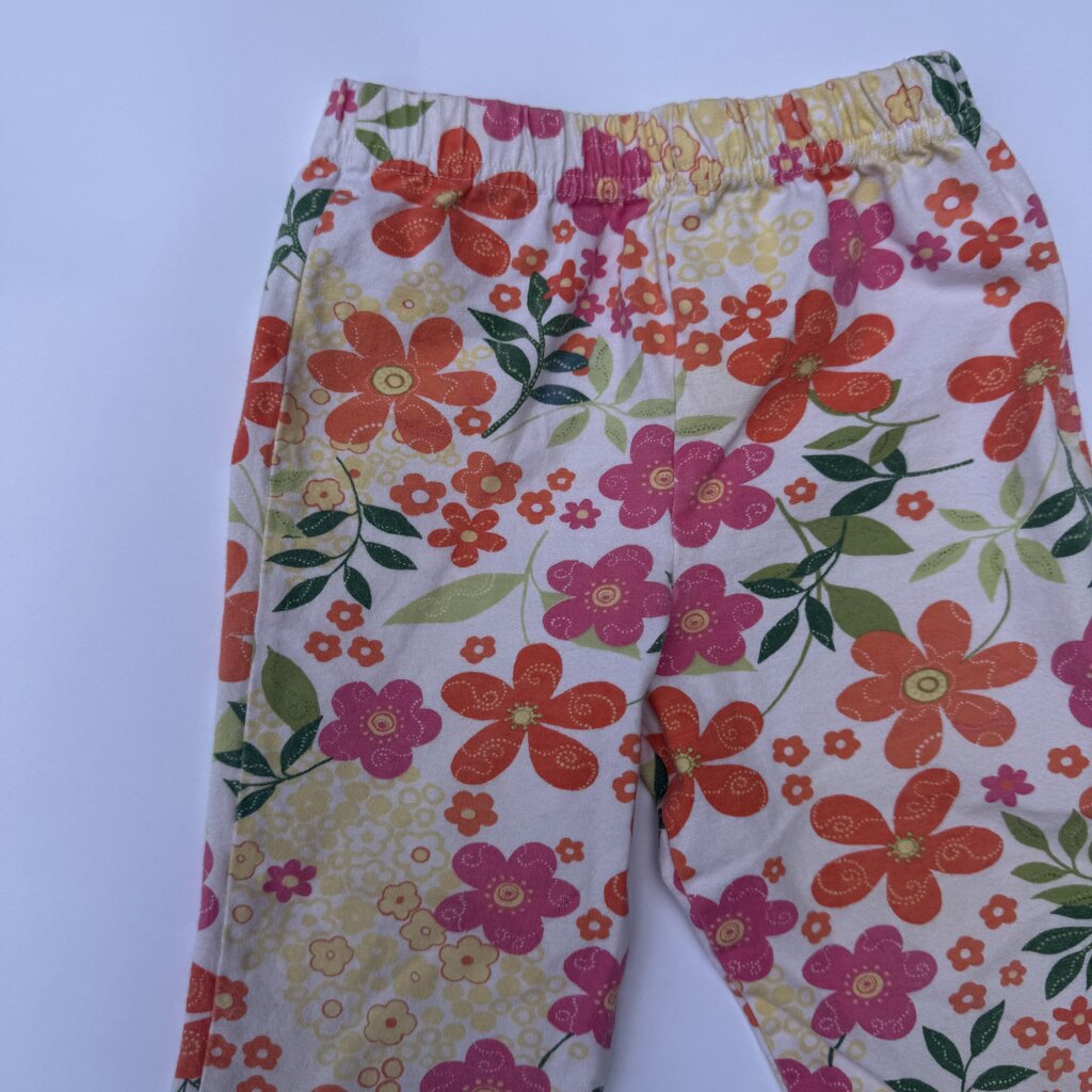 vintage pink and orange floral leggings || 2T