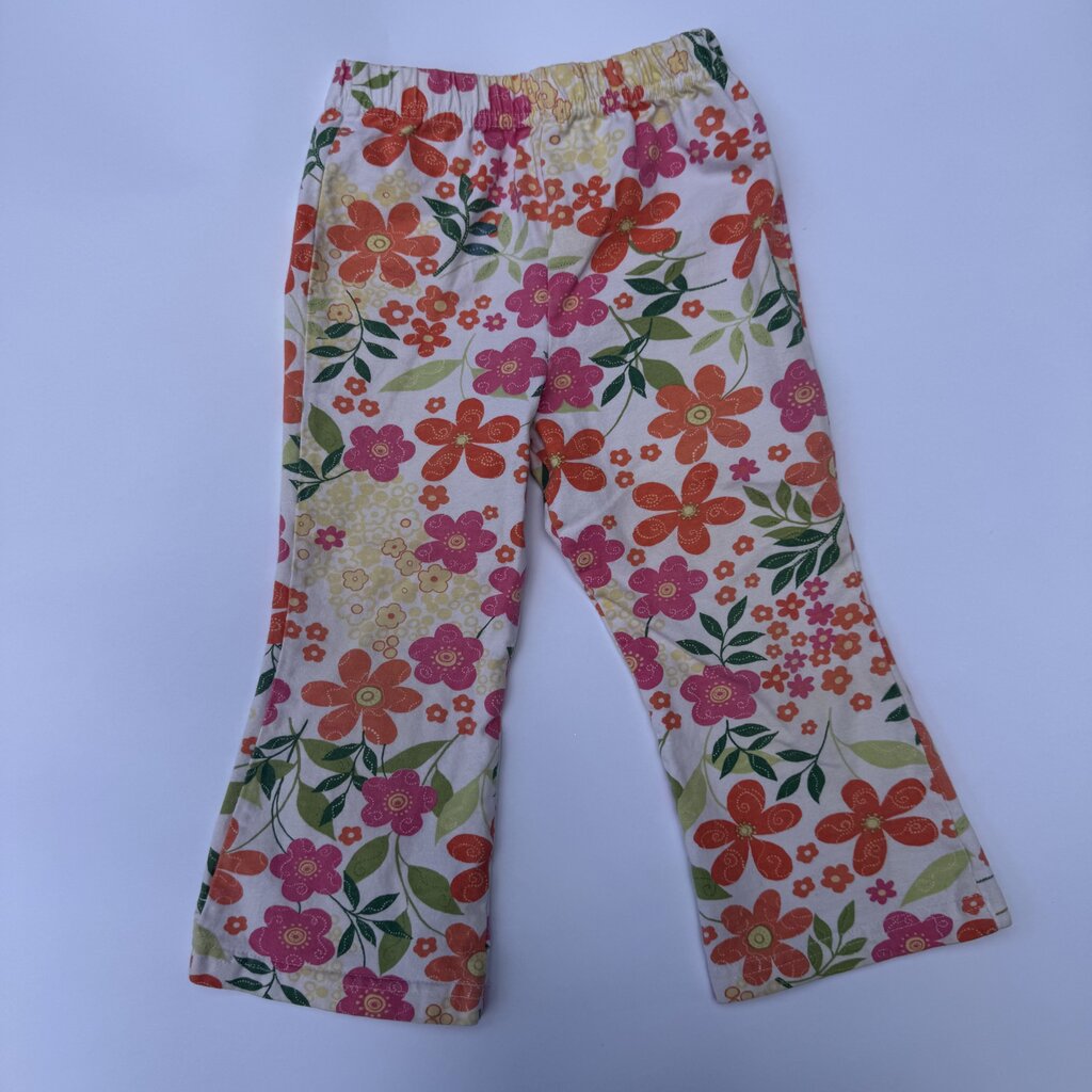 vintage pink and orange floral leggings || 2T