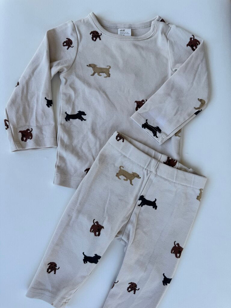 h&m beige set w/ dogs (2pc) || size 6M