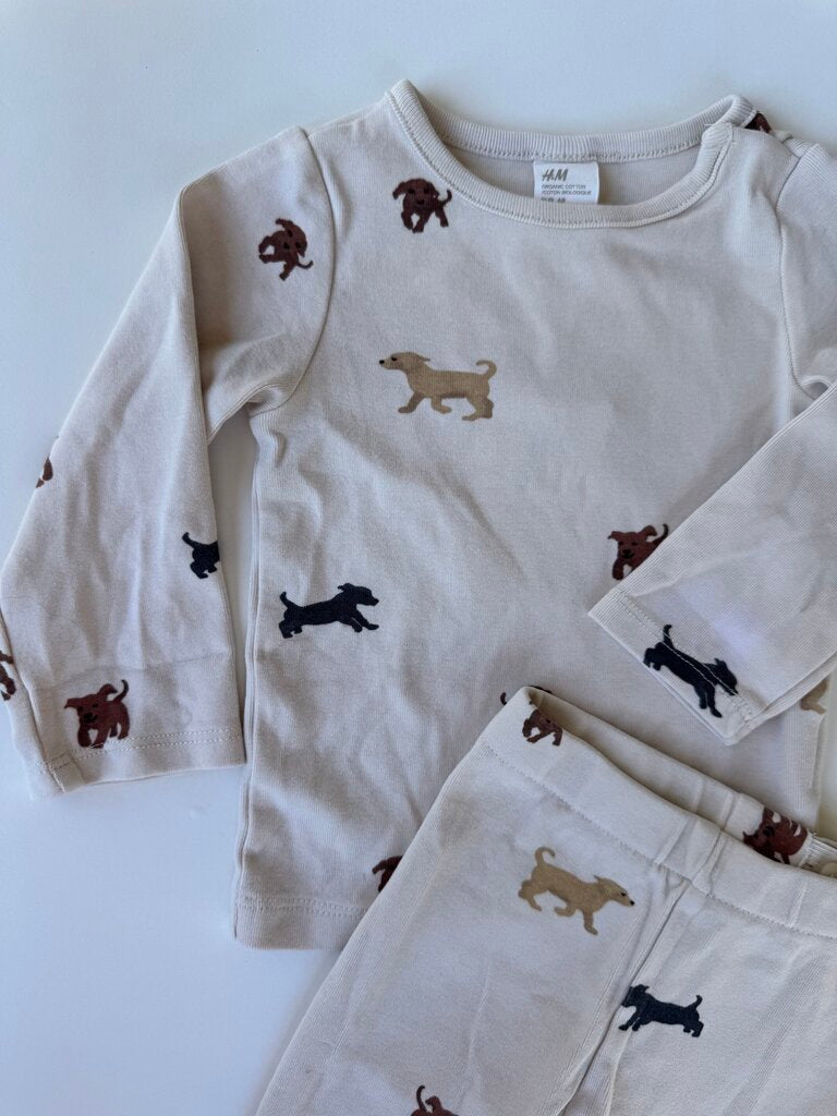 h&m beige set w/ dogs (2pc) || size 6M