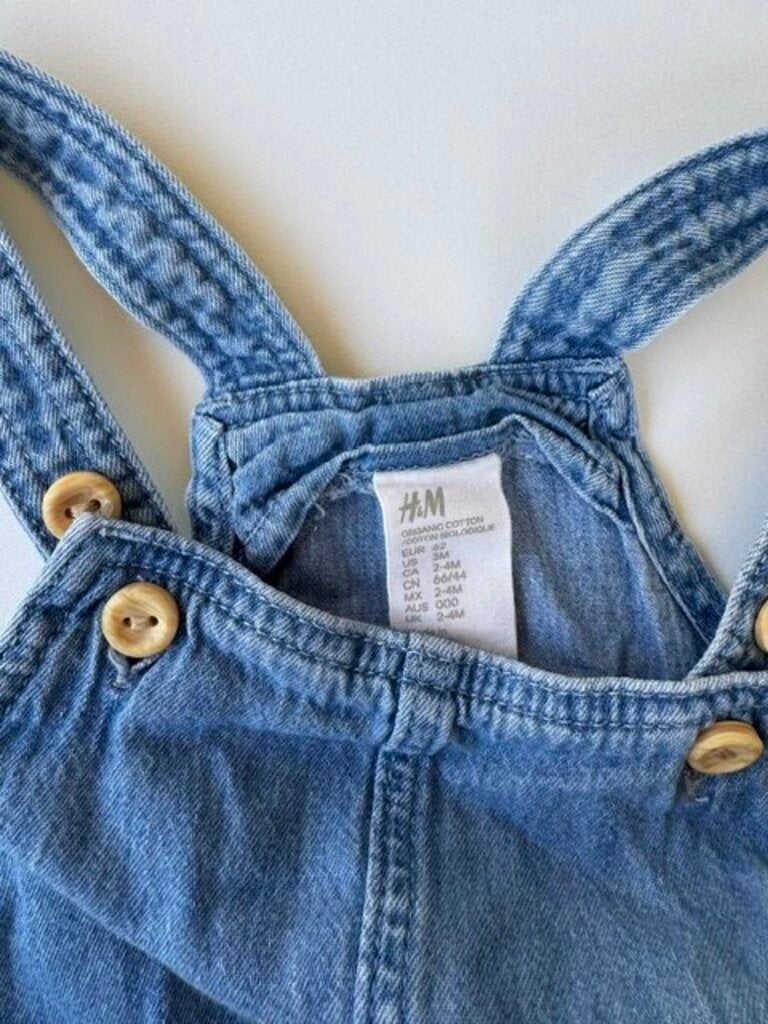 h&m organic cotton denim overall shorts || size 3M