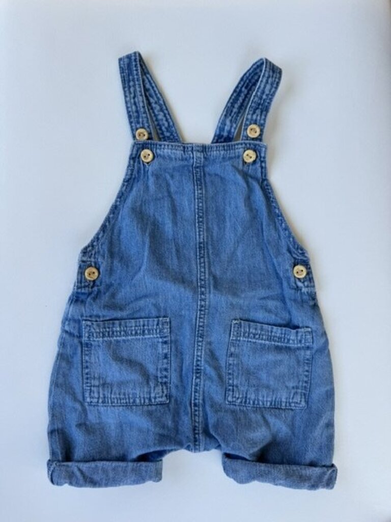 h&m organic cotton denim overall shorts || size 3M