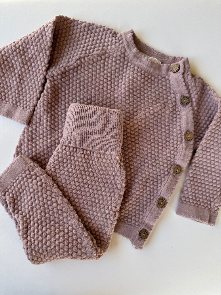 olive & cradle mauve knitted set (2pc) || size 3-6M