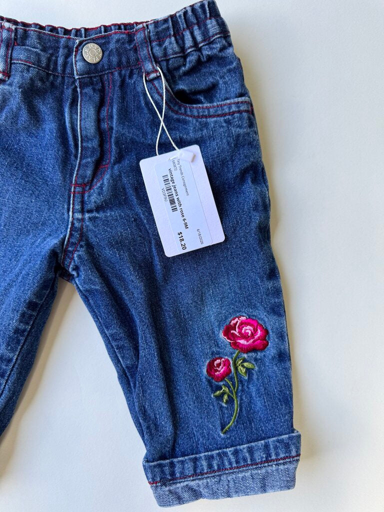 vintage jeans with rose || 6-9M