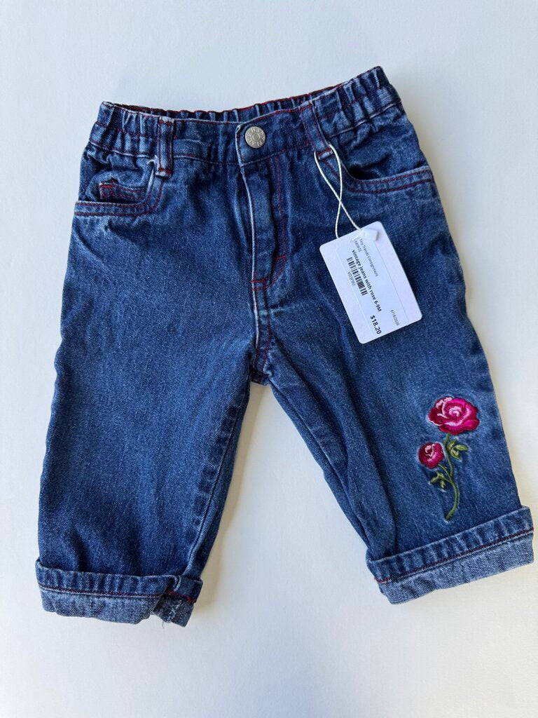 vintage jeans with rose || 6-9M