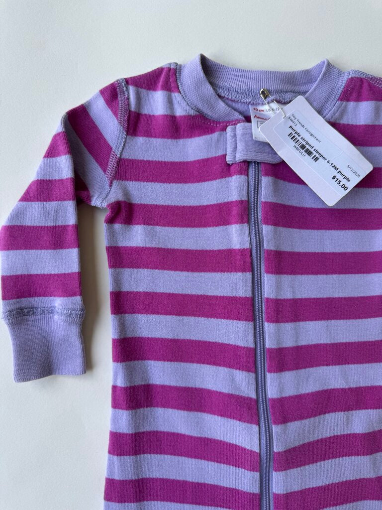 hanna andersson purple striped sleeper || size 6-12M