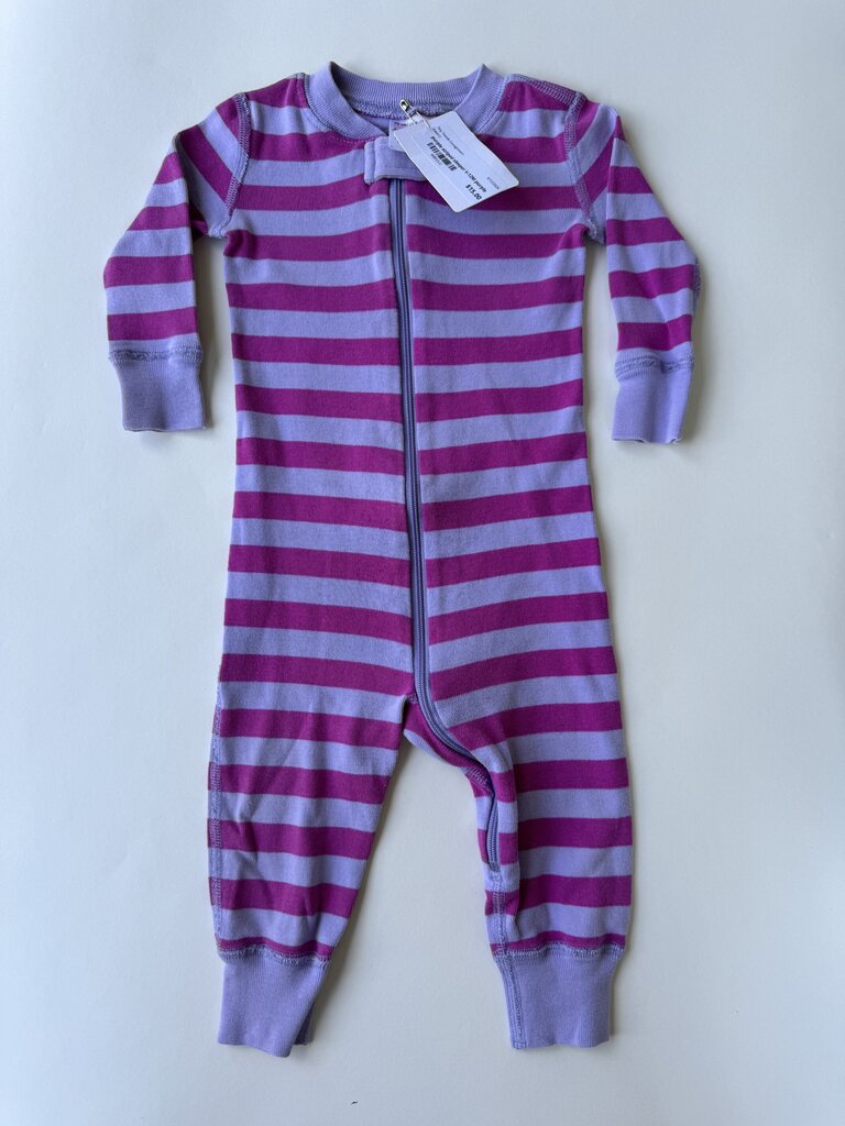 hanna andersson purple striped sleeper || size 6-12M