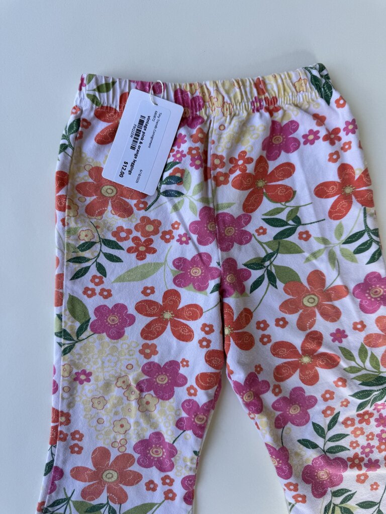 vintage pink and orange floral leggings || 2T