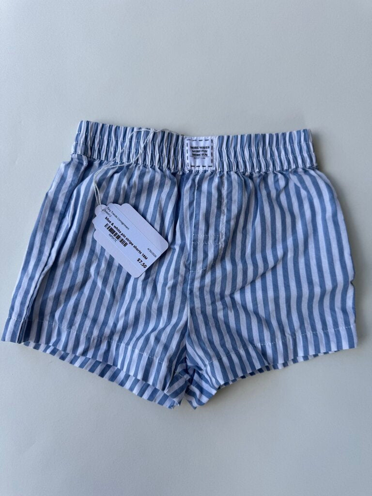 grayson mini blue & white pin stripe shorts || size 18M