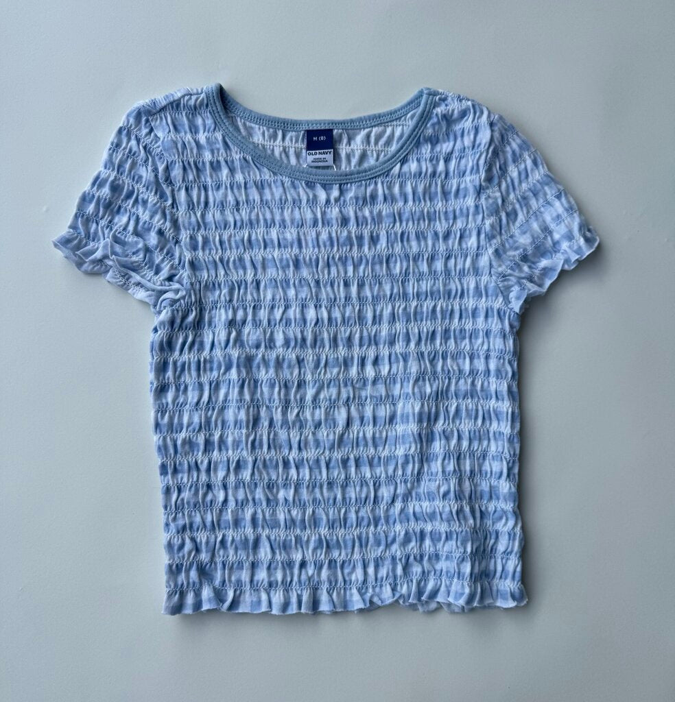 old navy blue gingham ruffled blouse || size 8