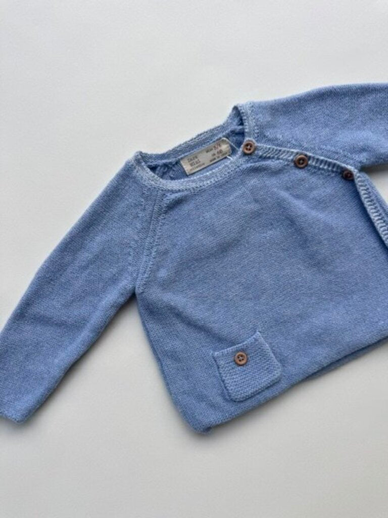 zara blue knit sweater || 3-6M