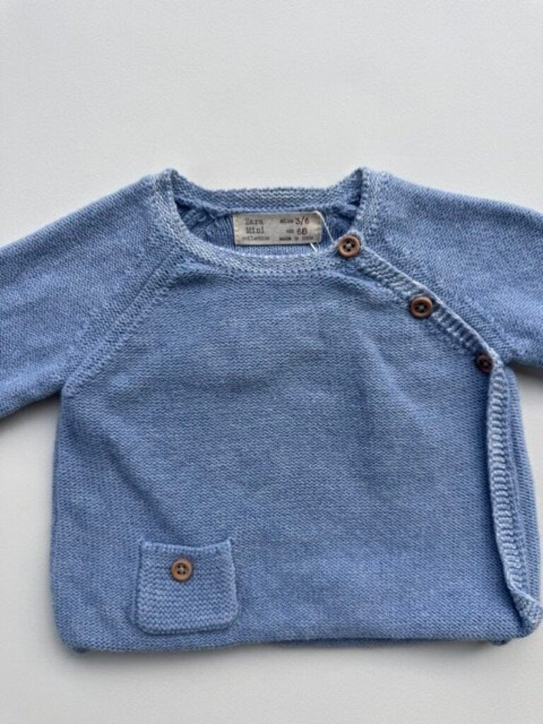zara blue knit sweater || 3-6M