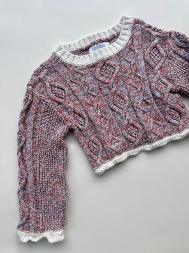 zara red & blue knit sweater || size 6-7Y
