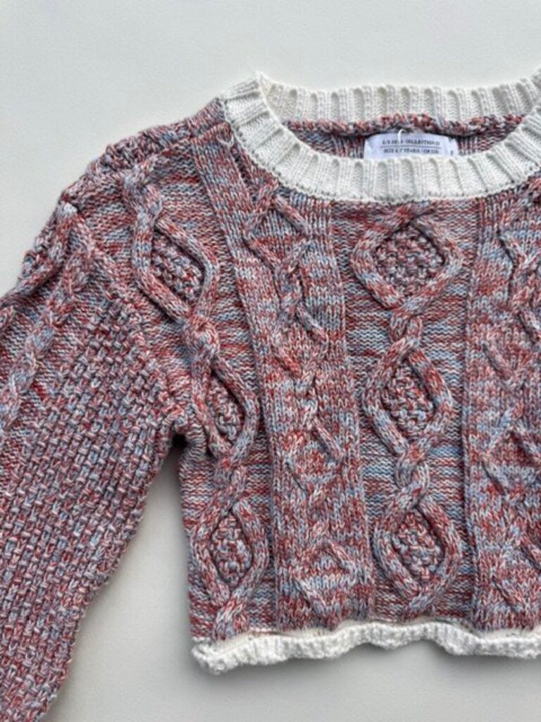 zara red & blue knit sweater || size 6-7Y