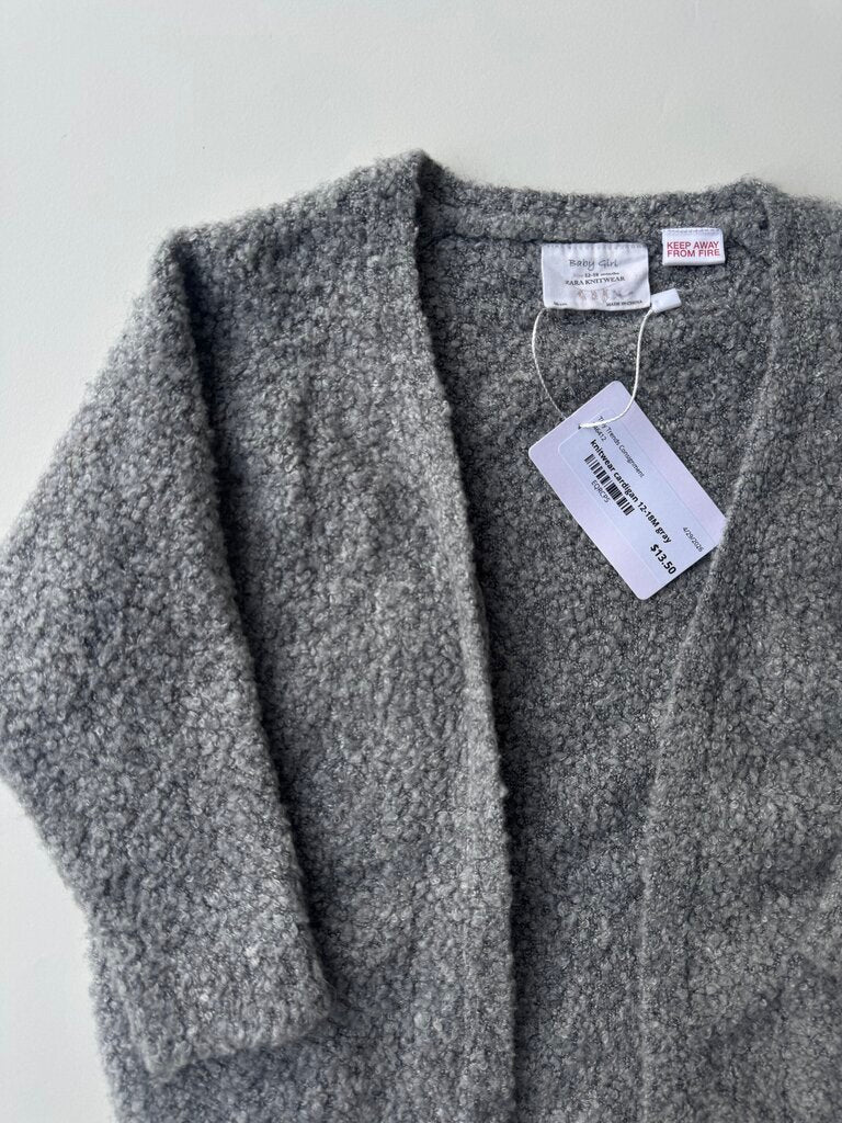 zara gray knitwear cardigan || size 12-18M