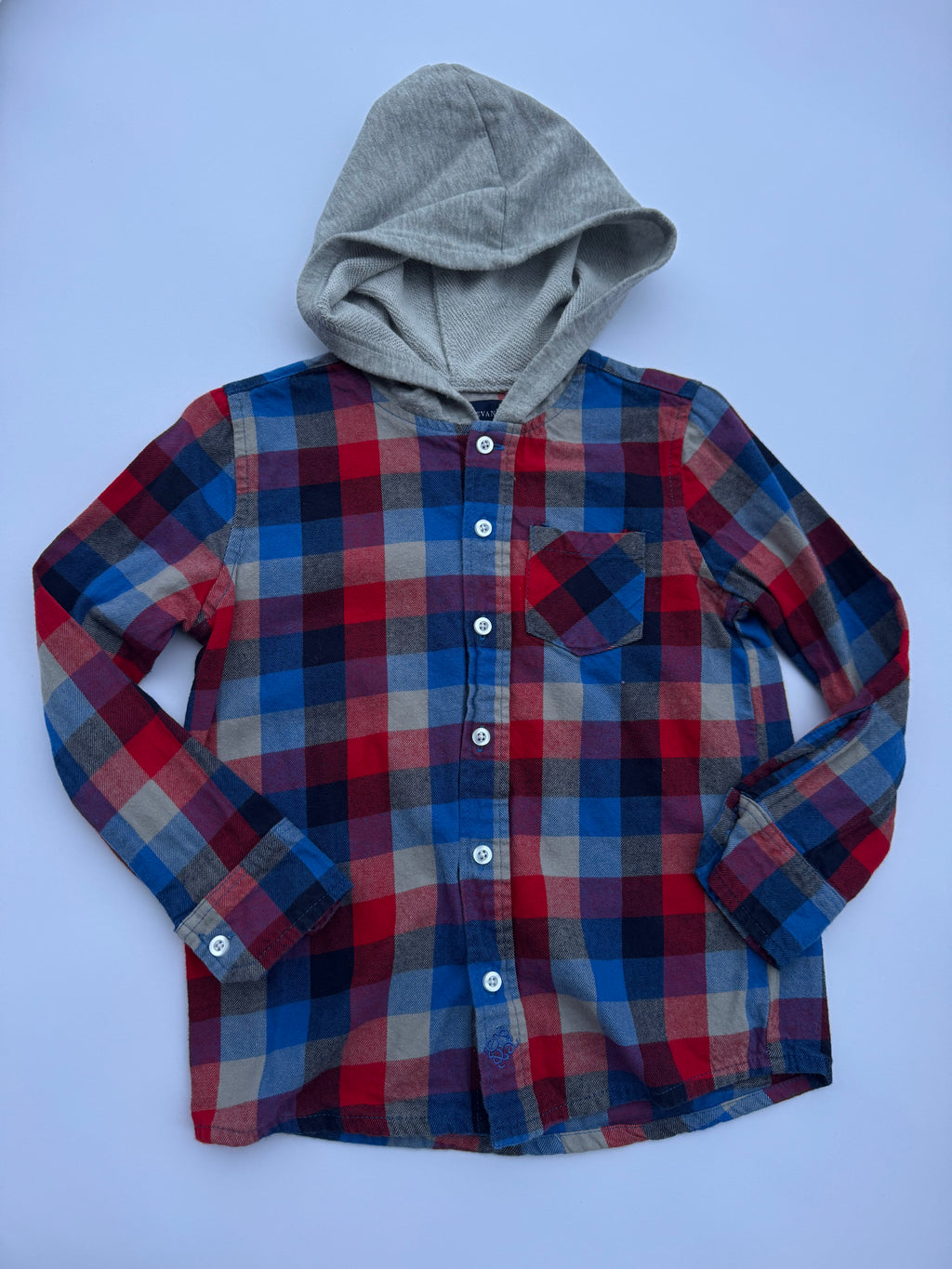 Andy & Evan Plaid Button-up with Gray Hood