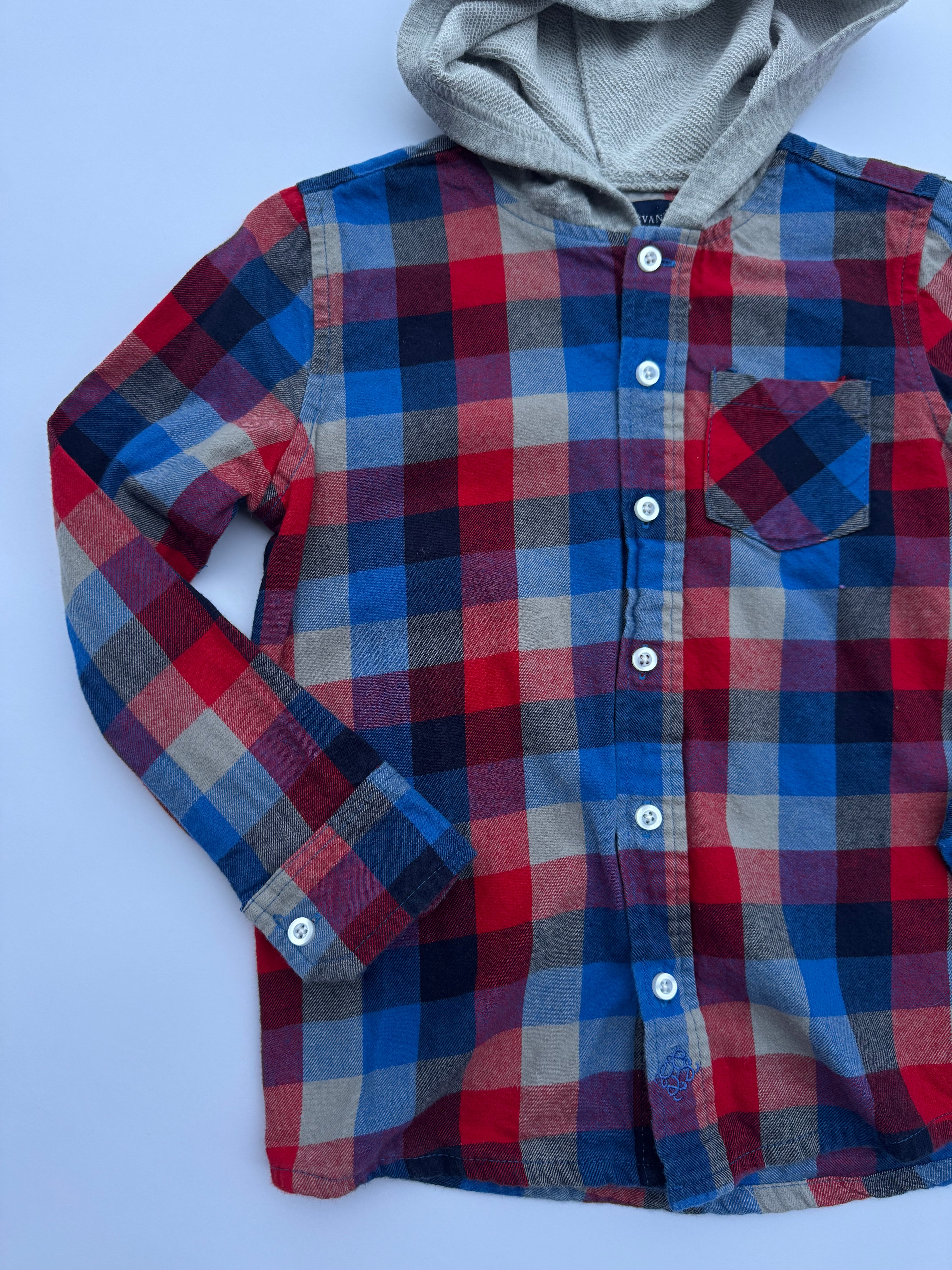 Andy & Evan Plaid Button-up with Gray Hood